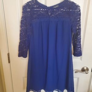 *Lily Rose* Size small (2) royal blue lace, crochet, chiffon dress